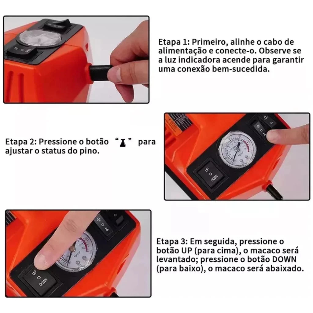 + KIT DE EMERGÊNCIA - Macaco Hidráulico Elétrico 5 em 1