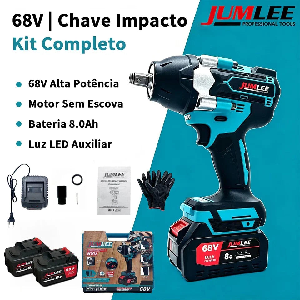 Chave de Impacto Sem Fio Brushless 68V Profissional + 2 BATERIAS DE BRINDE!